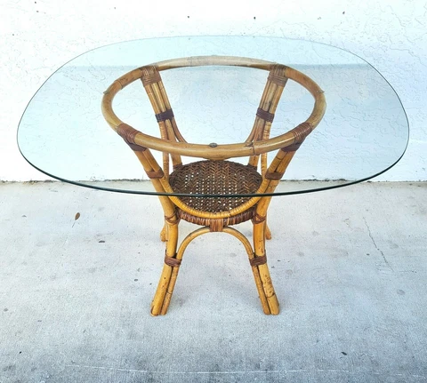 Vintage French Style Bamboo Rattan Wicker Dining Table Cover