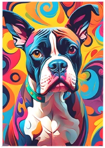 PERRO BOXER ABSTRACTO * ACEO personalizado * Novedad * JUST DOGS * Tarjeta de arte * ATC - Imagen 1 de 2