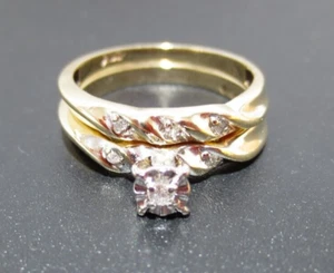 10K YG ROUND DIAMOND BRIDAL SET 0.03 tcw SZ 6 3.04 grams (G131130) - Picture 1 of 10