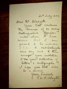 ANZAC Mounted Division Commander Gen. Edward Chaytor (1868-1939) Signed Letter - Picture 1 of 3