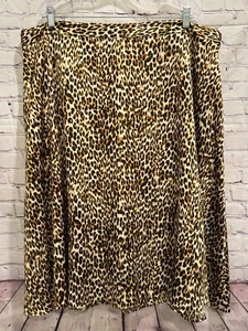 Worthington Women’s Brown Black Satin Cheetah Print Lined Zip Flowy Skirt 20W - Picture 1 of 13