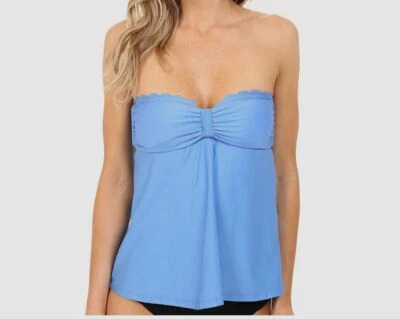Camiseta de natación Tankini Bandini festoneada lisa Hampton azul espléndida para mujer $61 S Foto 1 de 2
