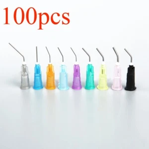 100PC Dental Flow Prebent Needle Irrigation Dispensing Syringe Tips 18/20/22/25G - Picture 1 of 30