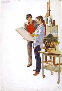 Len Thurston "Summers End, Part 3" original gouache illustration musician artist - Picture 1 of 3