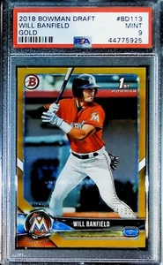 2018 BOWMAN DRAFT #BD113 WILL BANFIELD GOLD /50 REDS ROOKIE PSA 9 - Picture 1 of 2