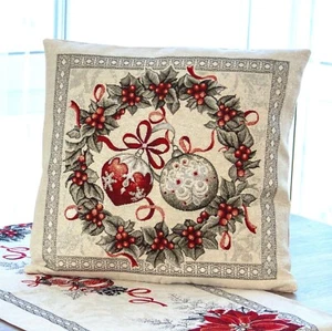 Funda de cojín de almohada de lanzamiento de Navidad 18 pulgadas hilo de plata cojín con cremallera de Navidad - Imagen 1 de 9