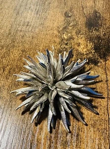Vintage Sea Urchin Brooch Silver 3D Starburst Spiked Flower Pin MCM Jewelry - Picture 1 of 4