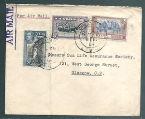 CEYLON 1954 airmail cover to Scotland - Picture 1 of 2