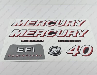 Mercury 40 hp Four Stroke EFI 2006-2010 Set outboard engine decals sticker - Image 1 of 4