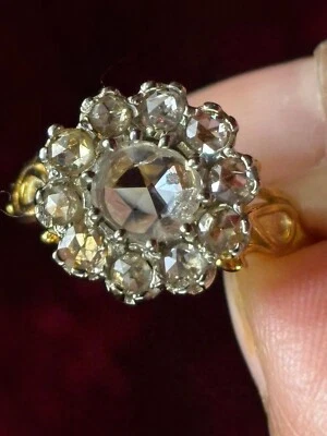 Anillo georgiano de plata de ley 925 con diamantes talla rosa redonda de 0,50 quilates con aspecto antiguo Foto 1 de 4