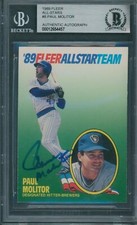 1989 Fleer All-Stars #8 Paul Molitor Beckett Authentic Autograph Signed *4457
