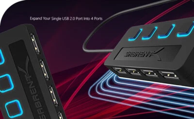 VIENON USB 3.0 Hub 4-Port Splitter Expander for Laptop PC Xbox Printer - Image 1 of 2