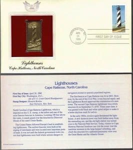 Lighthouses--Cape Hatteras North Carolina--1st day issue-Golden Replica - Picture 1 of 1