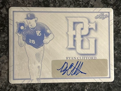 2021 Leaf Perfect Game - Ryan Clifford AUTOGRAPHED 1/1 Black Printing Plate Mets - Image 1 of 2