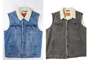 Levis Sherpa Trucker Vest Regular Fit Snap Front Vest - Picture 1 of 7