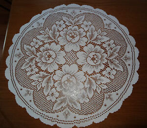 Heritage Lace Polyester "White" Roses Round Doily 17" One Only "Nice" (5)
