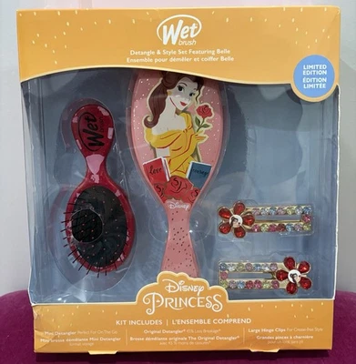 Nuevo Cepillo Húmedo Disney Princesa Bella 4 Piezas Cepillos y Pinzas para el Cabello Paquete Foto 1 de 2