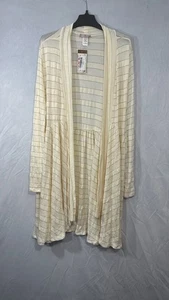 pretty young thing Draped Open Cardigan White Stripe Blend Size 3X NEW - Picture 1 of 16