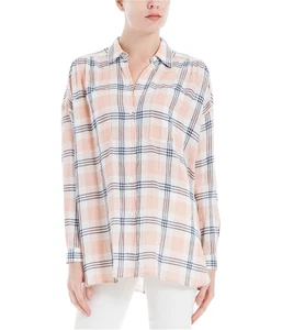 Max Studio London Womens Plaid Button Up Shirt, Pink, Medium - Picture 1 of 1