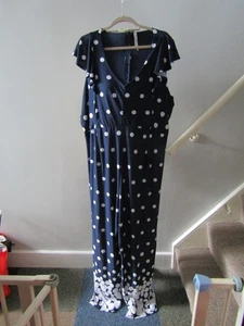 Women's NY Collection Stretch Navy Blue White Jumpsuit UK Size 3X 24 - 26 - Picture 1 of 4