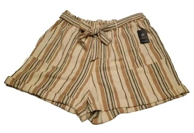 Lucky Brand Linen Blend Women's Utility Shorts Tie Waist Striped Size XL NWT $80 - Image 1 of 3