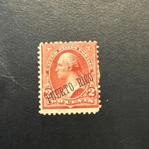 Puerto Rico Stamp Scott # 216 - 2 Cents Red Overprinted George Washington Mh - Picture 1 of 2