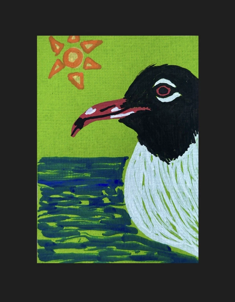 ACEO Art Card Original Mixed Media Bird Portrait Drawing 2.5”x3.5” - Image 1 of 1