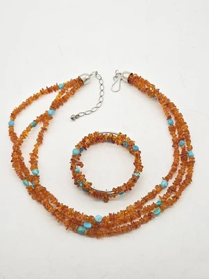 Collar y pulsera envolvente Jay King de plata esterlina ámbar y turquesa Foto 1 de 4