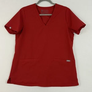 Figs Scrub Top Womens Medium Red Technical Collection Two Pocket Medical Uniform - Picture 1 of 12