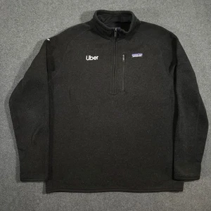 Suéter Patagonia Better Para Hombre Grande Negro 1/4 Cuarto Cremallera Vellón Logo Uber - Imagen 1 de 12