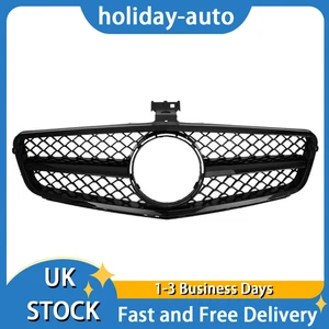 FRONT RADIATOR GRILLE GRILL FIT MERCEDES C-CLASS W204/C204/S204 GLOSS BLACK - Picture 1 of 5