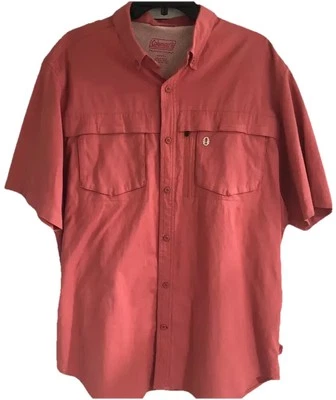 Coleman Outdoors Mens Adventure Stretch Short Sleeve Button Down Shirt XL Salmon - Image 1 of 4