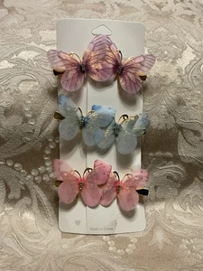 Assorted Butterfly Rhinestone Hair Clip Barrette Set Festival Boho Hair Jewelry - Picture 1 of 5
