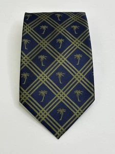Off Island Herren Krawatte Marineblau Palme 100 % Seide Klassisch Breite 56 Zoll - Bild 1 von 4
