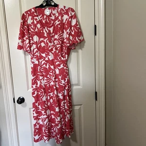 Anko Women's 16 Red floral Wrap Viscose Knee Length Dress - Picture 1 of 5
