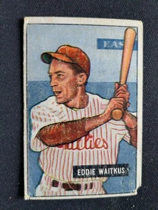 1951 Bowman Baseball Card # 28 Eddie Waitkus - Philadelphia Phillies (GD) - Picture 1 of 3