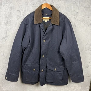 Vintage St Johns Bay Barn Chore Coat Jacket Mens XL Blue Canvas Flannel Lined - Picture 1 of 7