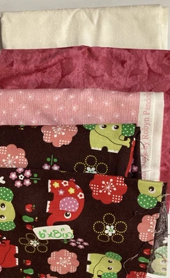 Lot of 7 Fabric Scraps Tonal Pinks Cream Brown Lot #50 - Image 1 of 4