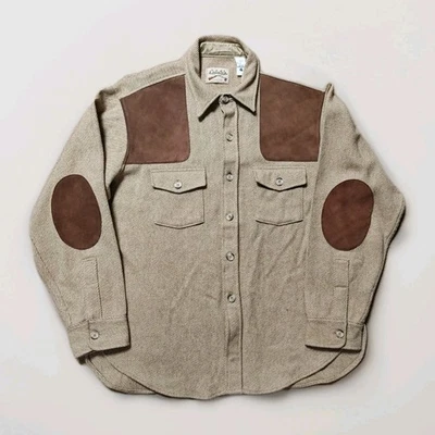 Camisa de Caza Cabelas Vintage Años 80 Chaqueta XL Hombres Marrón Lana Tweed Codo Parche Foto 1 de 4