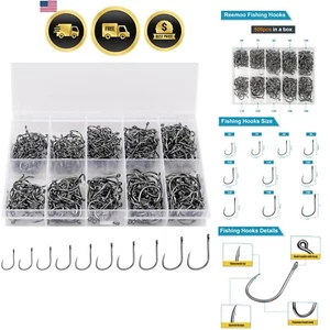 Fishing Hooks 500pcs Carbon Steel Sharp Barbed Fish Hooks for Freshwater Seaw... - Picture 1 of 9