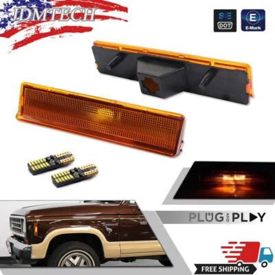 2X Luces de esquina LED marcadoras laterales ámbar para Ford BRONCO 80-86 y F-150 F-250 F-350 Foto 1 de 4