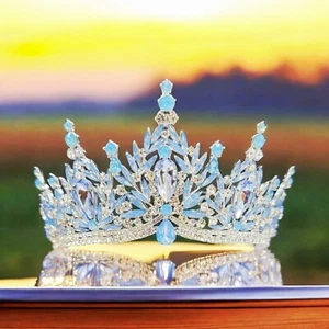 Blue Gemstone Crown, Bridal Headpiece, Wedding Headband, Homecoming Prom Crown - Picture 1 of 9
