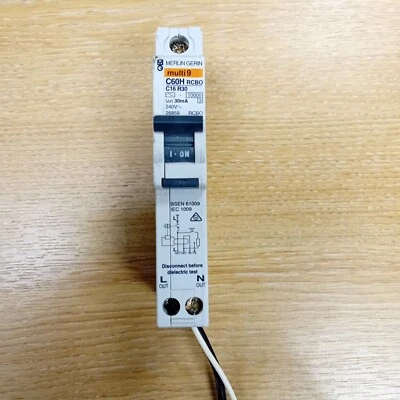 Merlin Gerin C60H  16amp type C - 30 m/a RCBO 10ka fault rating (26859)  Tested. - Image 1 of 4
