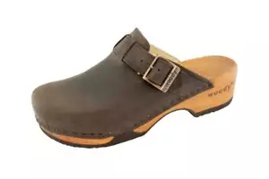 Woody Manu Caffe Damen Clogs Holzschuhe Leder Kalbsfutter Schuhe Gr. 36 bis 42 - Picture 1 of 2