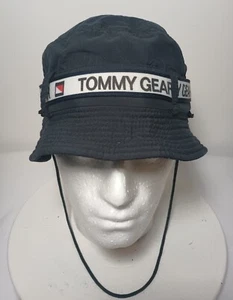 Tommy Gear Nylon Bucket Hat Draw String Black Hip Hop Size S/M Vintage - Picture 1 of 8