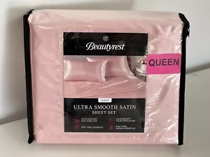 NEW! BEAUTYREST ULTRA SMOOTH SATIN QUEEN LUXURY 4-PC SHEET SET IN ROSE SMOKE - Picture 1 of 5