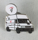 Enamel Pin Badge White Van With Satelite Dish 30Mm (#A1)