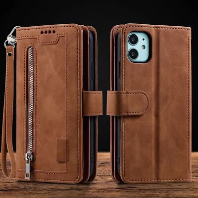 Leather Wallet Phone Case Cover For iPhone 16 15 14 13 12 11 8 7 Pro Max XR SE - Image 1 of 4