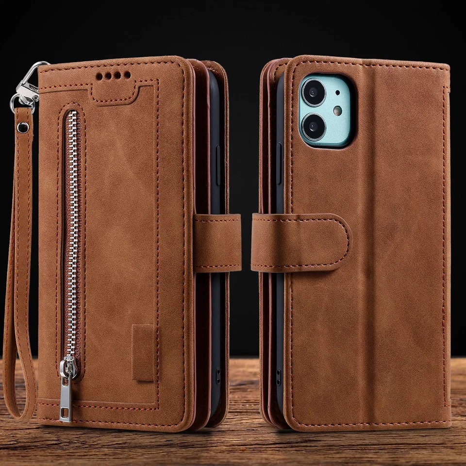 Leather Wallet Phone Case Cover For iPhone 16 15 14 13 12 11 8 7 Pro Max XR SE - Image 1 of 4