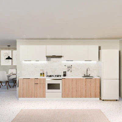 Regaleinheit Stauraum Regal Einbauküche Unterschrank MDF-Arbeitsplatte Eiche - Bild 1 von 4